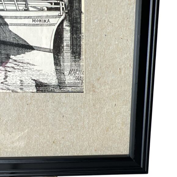 Vintage 80’s Martin Tang Framed San Francisco Alioto’s Fisherman’s Wharf Signed - Picture 3 of 6